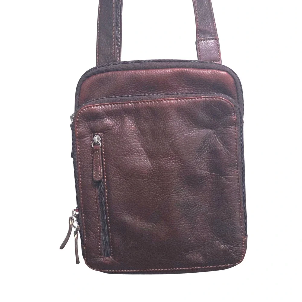 Osgoode Marley Genuine Leather Dark Brown Crossbody Messenger Bag Multi-Pocket